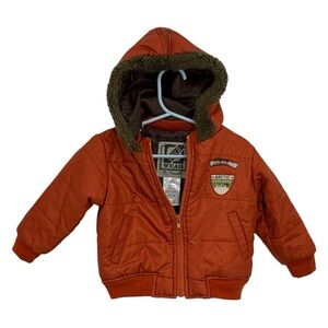 Boyz Wear Coat Baby Boys 18 Months Hooded Jacket Orange Puffer Warm Winter Fall